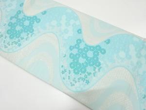 アンティーク　流水に菊・秋草模様織り出し袋帯（材料）